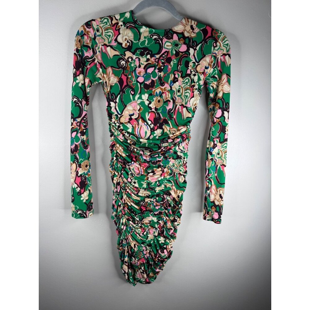 NWT A.L.C. Kiki Floral Ruched Mini Dress Size XS Stretch Bodycon - Picture 4 of 7